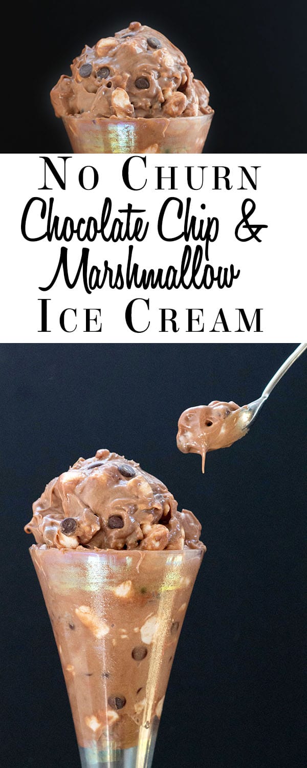 No Churn Chocolate Chip & Marshmallow Ice Cream - No ice cream maker ...