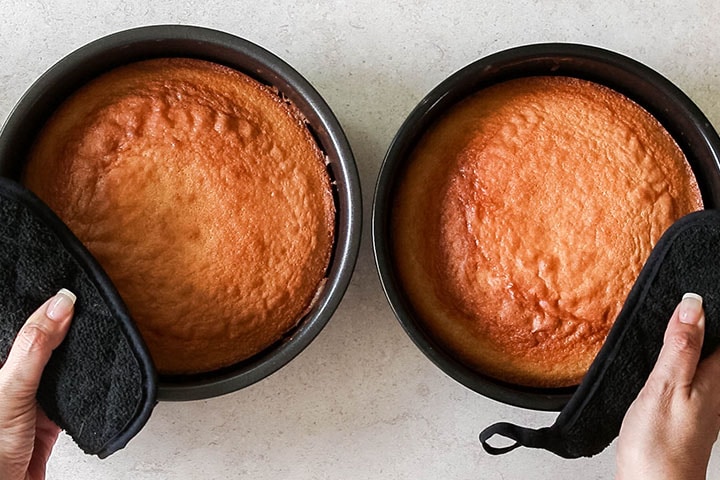 The golden brown cakes fresh from the oven