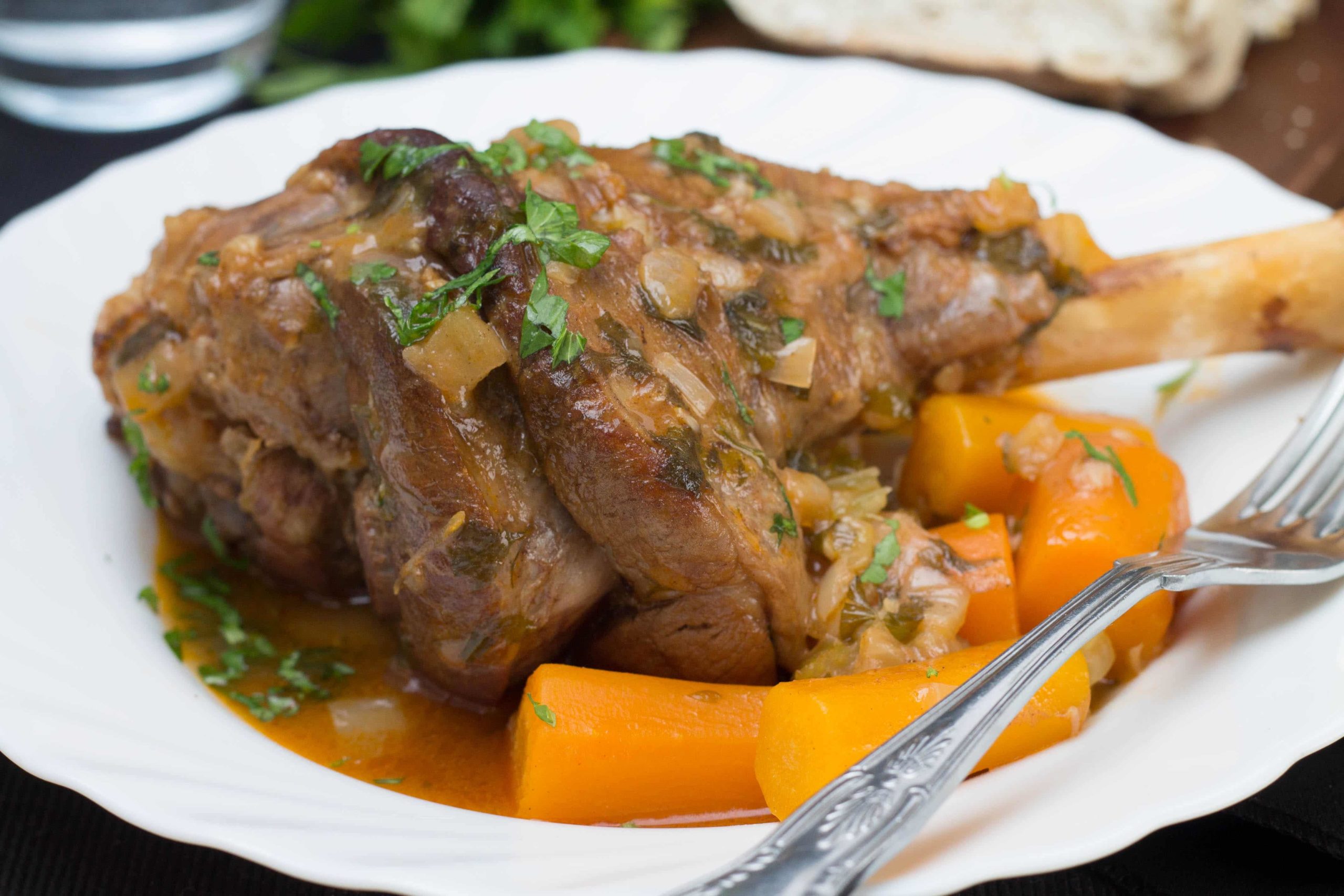 Slow Cooked Lamb Shanks - Erren's Kitchen - This recipe makes a hearty, slow-cooked dish. The succulent lamb meat ends up, melt in your mouth tender!