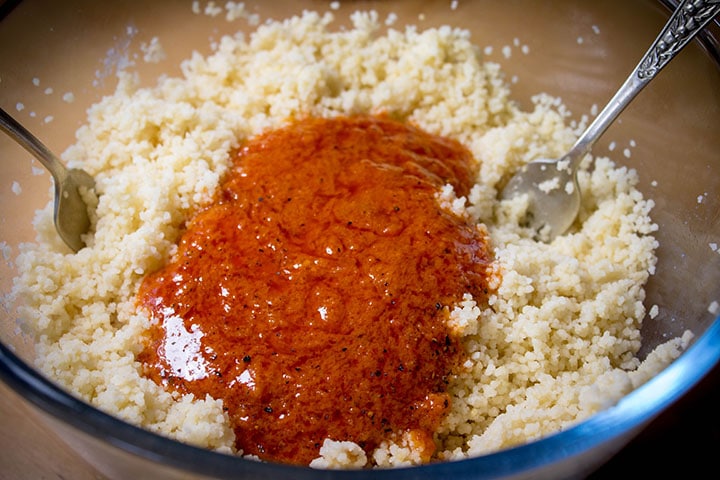 The dressing added to the couscous 