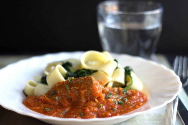 Sicilian Lamb - Erren's Kitchen - This recipe is cooked in a fresh tomato & red pepper sauce. It's packed with flavor and and the perfect pick-me-up on a cold day.