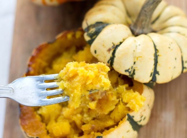 Buttery & Sweet Roasted Squash Mash - Erren's Kitchen - This simple side dish served in its shell makes a beautiful presentation. It's the perfect vegetarian side dish for holidays or dinner parties alike.