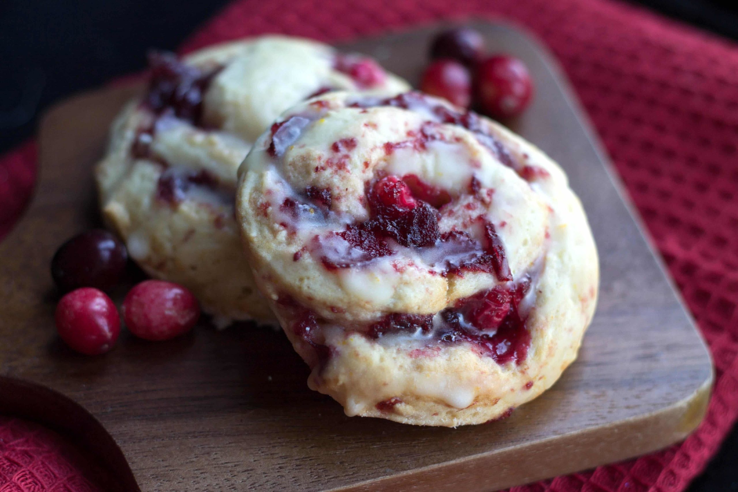 iced cranberry scones ready to eat