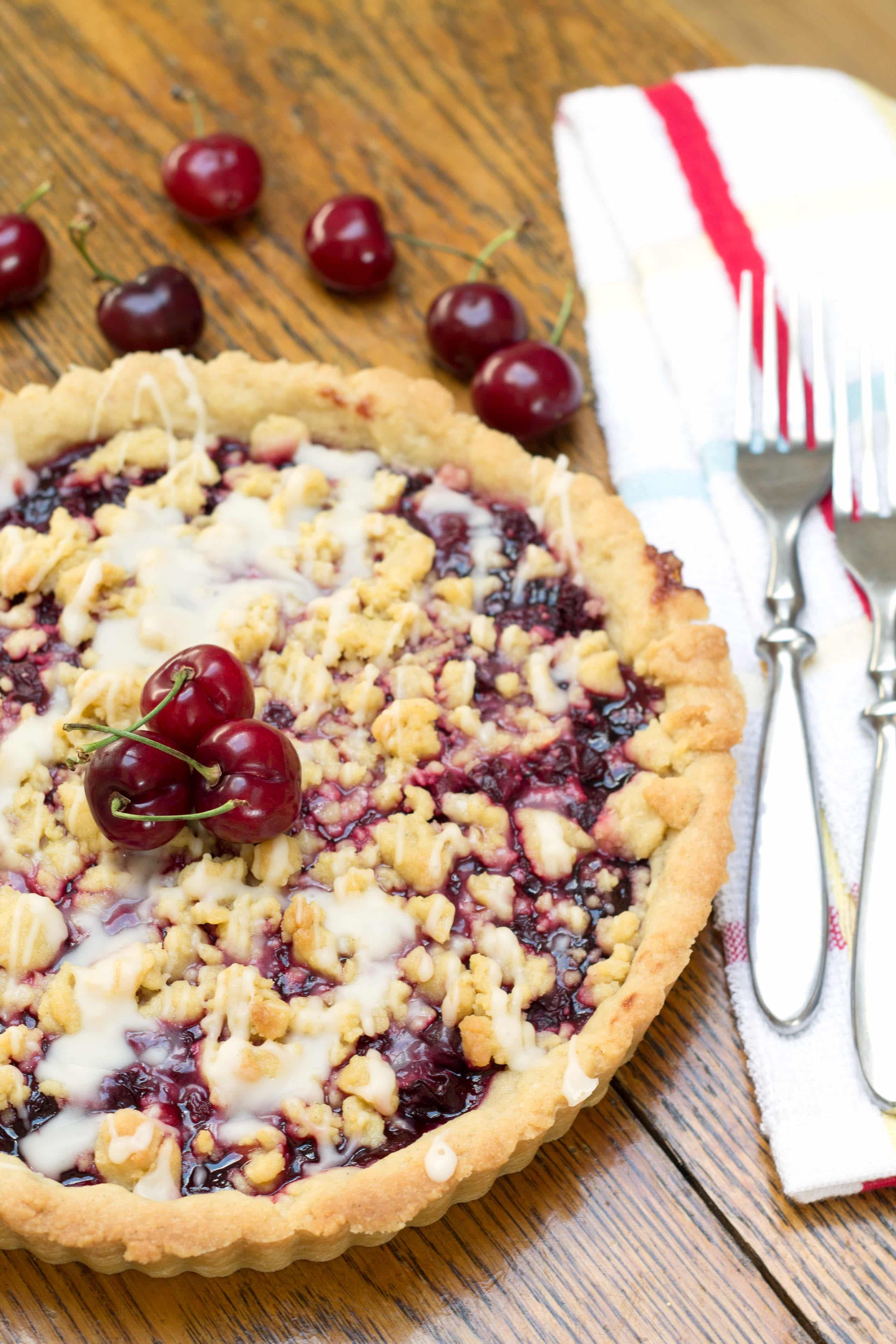 Cherry Vanilla Shortbread Tart