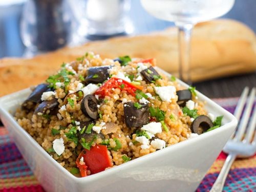 Mediterranean Couscous Salad With Roasted Eggplant Erren S Kitchen