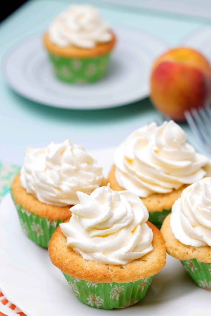Peaches & Cream Cupcakes Recipe ~ Barley & Sage