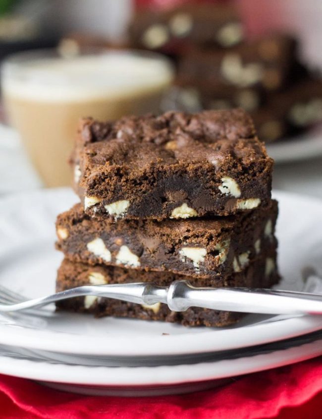 a pile of triple chocolate chip bars