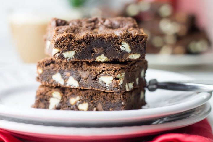 Triple Chocolate Chips Bars - Erren's Kitchen - This recipe is filled with white, milk and dark chocolate chips. They are the perfect mix between a cookie and a brownie - crisp on the outside, and soft & chewy on the inside. These bars are any chocolate lover’s dream!