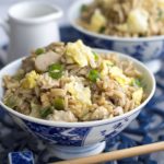 A bowl of low-fat chicken fried rice