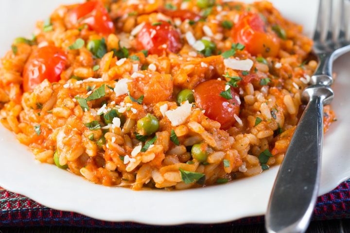 Use up your summer tomatoes with this recipe for Roast Tomato and Pea Risotto from Erren's Kitchen. This Italian classic is finished off with a splash of balsamic vinegar and grated Parmesan.