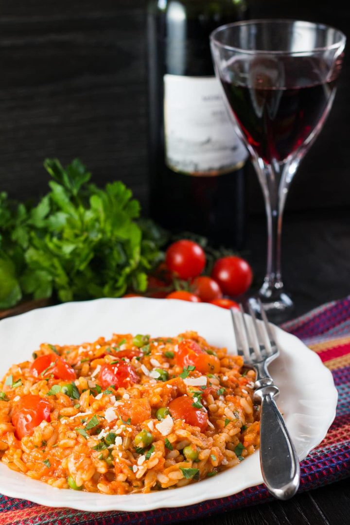 Roast Tomato And Pea Risotto - So Easy And Full Of Flavor!