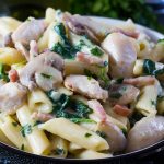 This recipe for Creamy Chicken and Bacon Pasta from Erren's Kitchen is a rich and delicious one pot dish that's simple to make and ready in just 20 minutes.