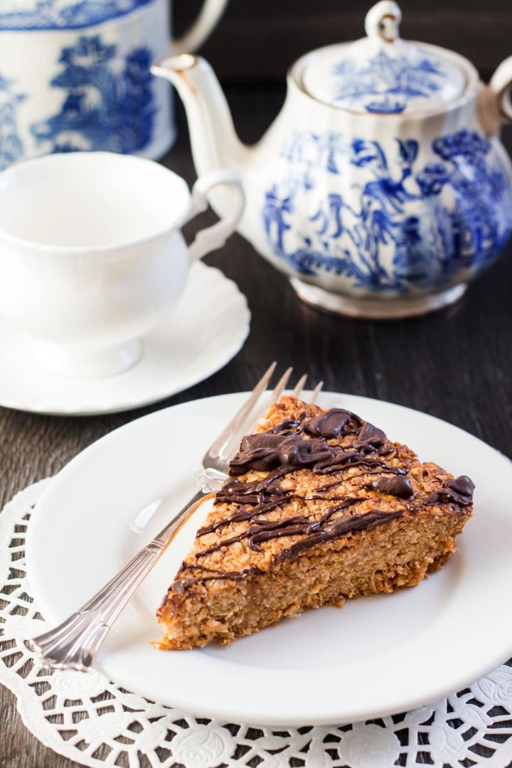 a slice of flapjack on a plate