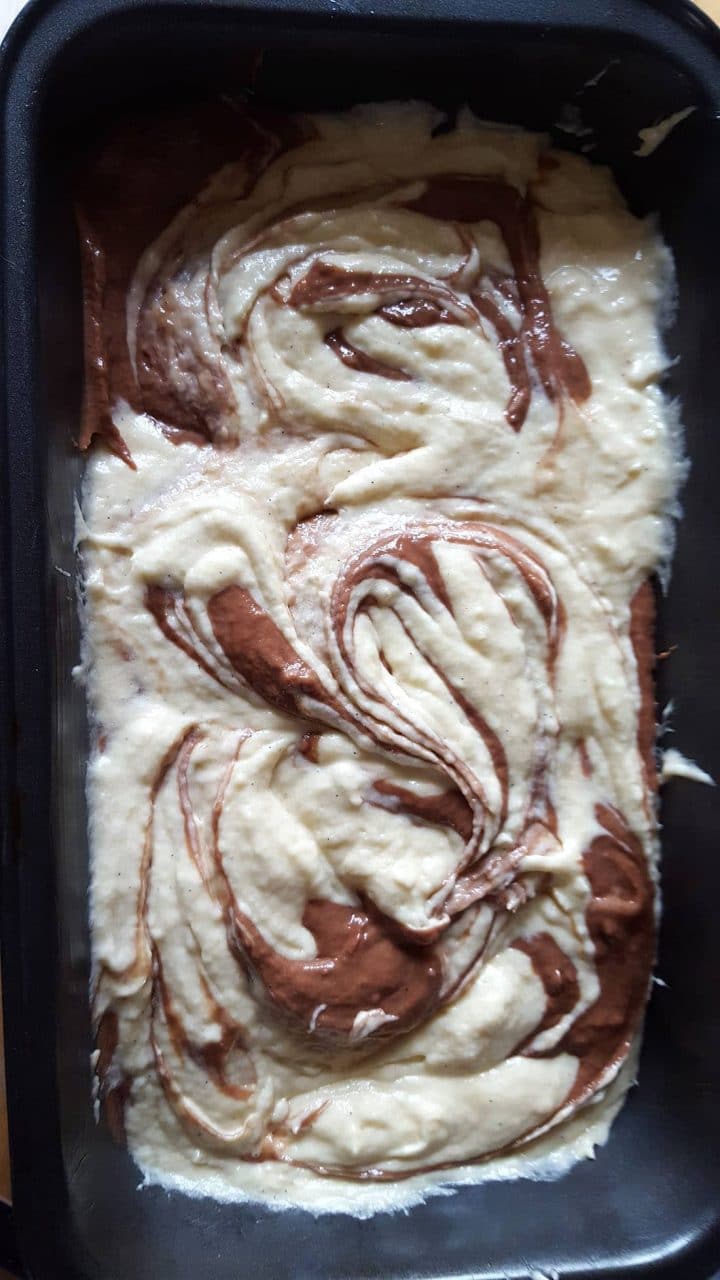 the batter swirled together