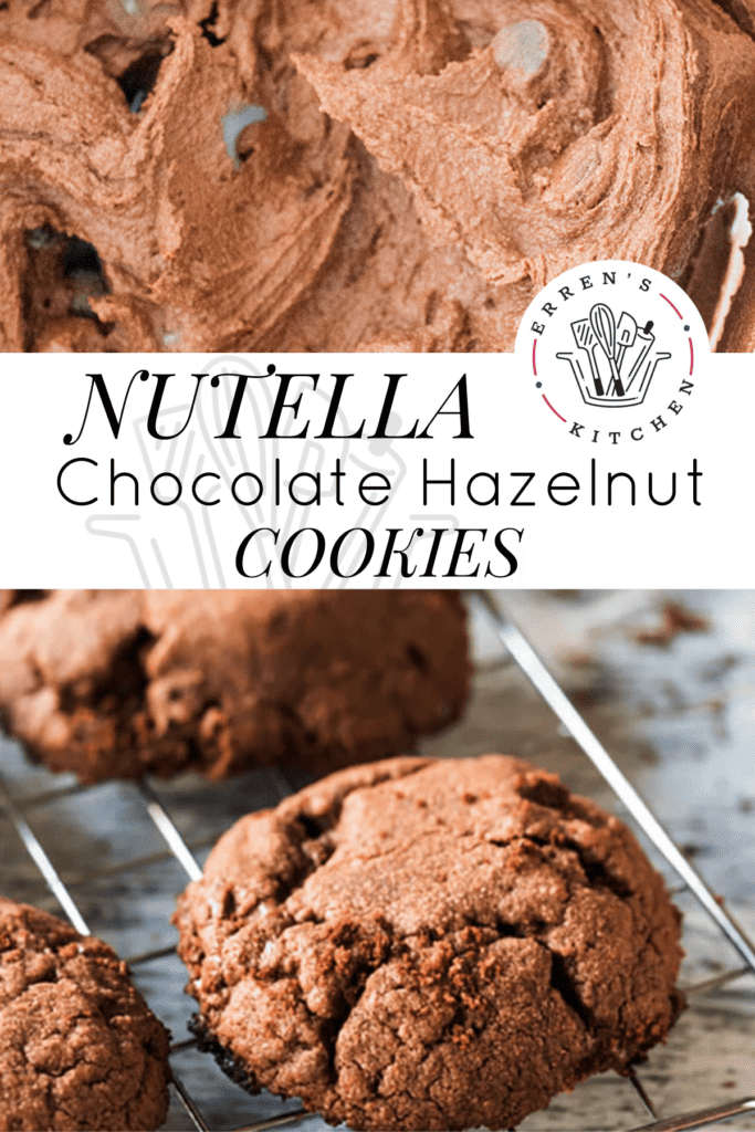 Delicious chocolate hazelnut cookies cooking on a wire rack.