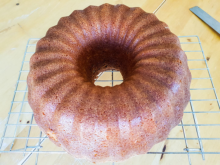 Brown Sugar Bundt Cake cooling on a wire rack