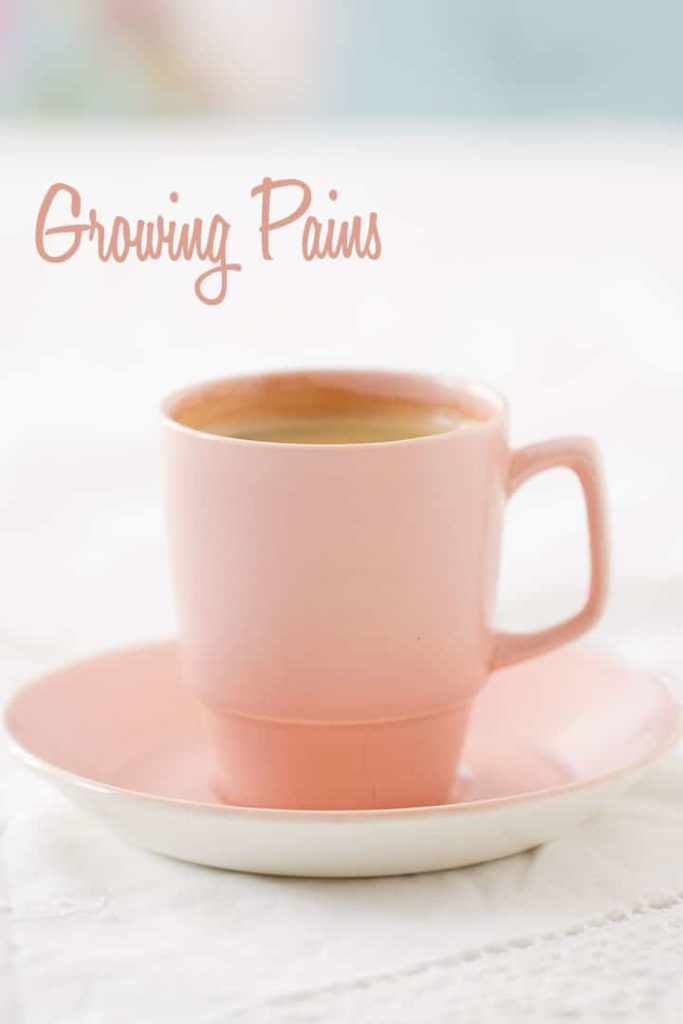 Espresso coffee in pink retro cup and saucer.