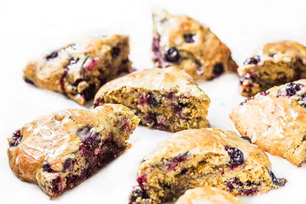 Freshly baked scones cut into slices