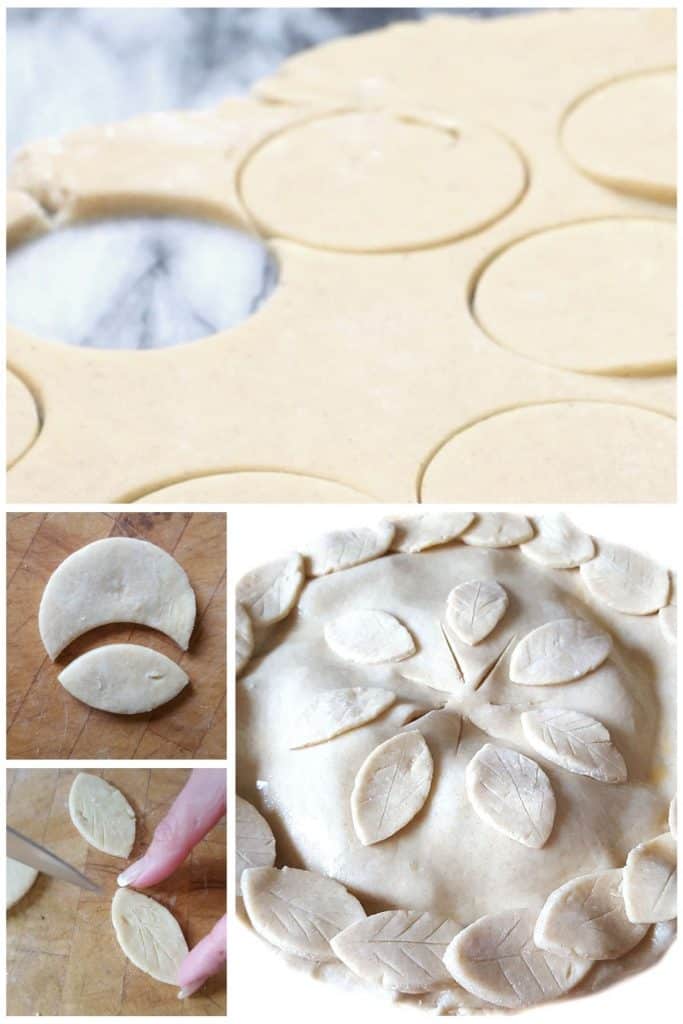 a series of photos showing how to decorate the pie