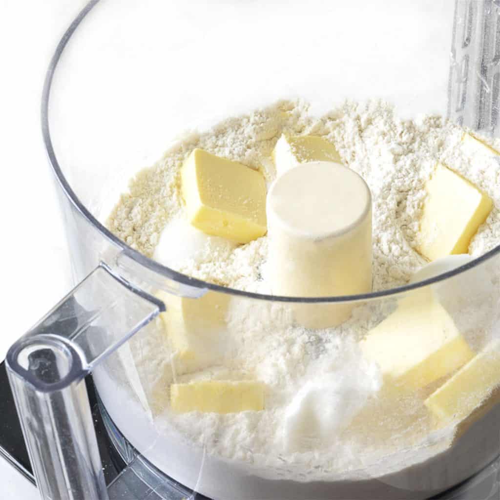 butter and shortening added to the flour mixture