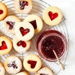 Traditional Linzer cookies with raspberry jam