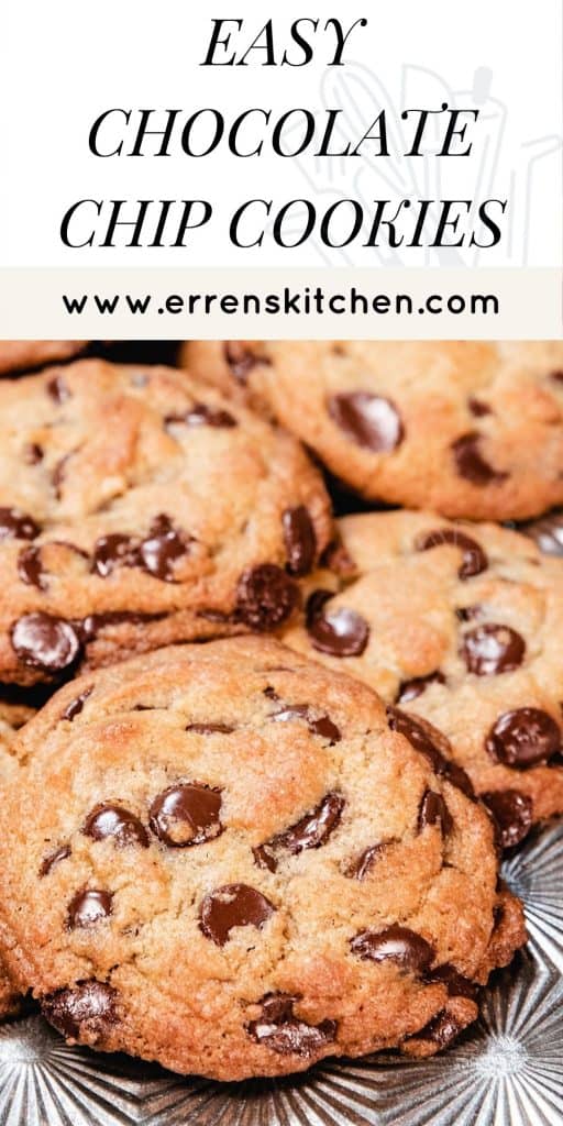 chocolate chip cookies on a baking tray out of the oven