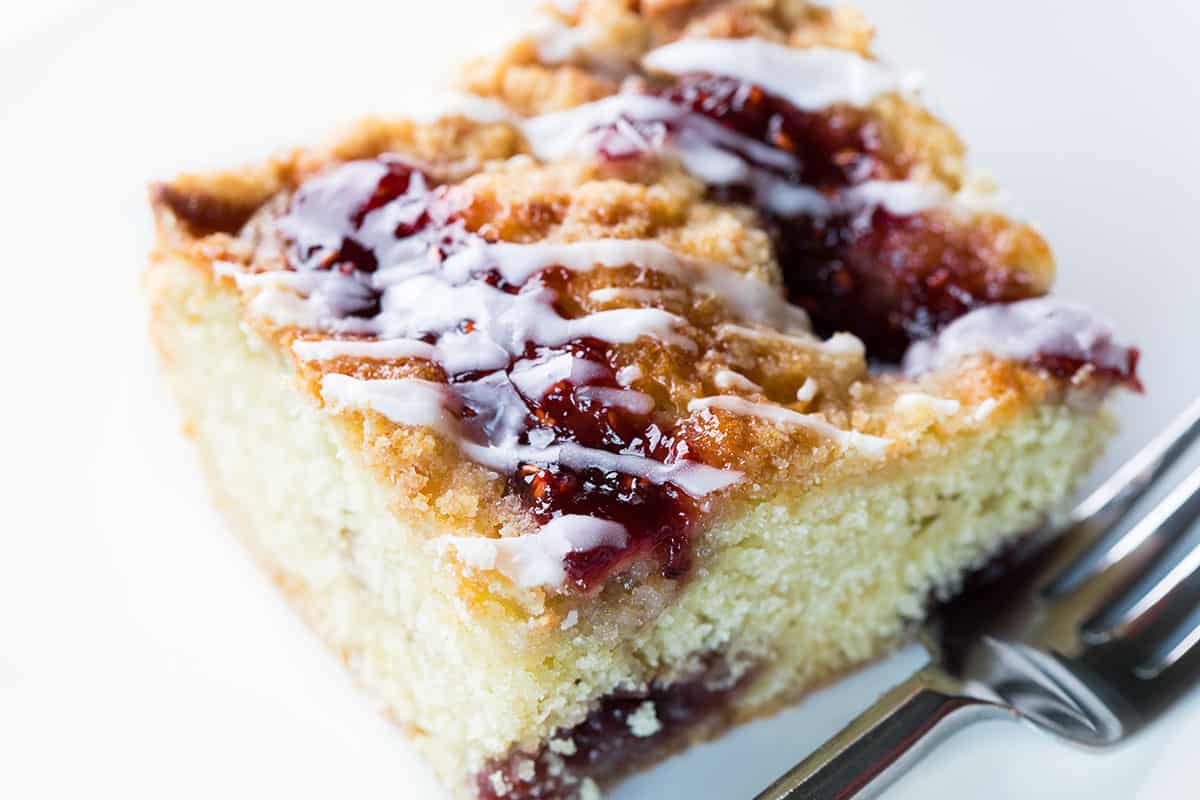 a slice of Raspberry Coffee Cake