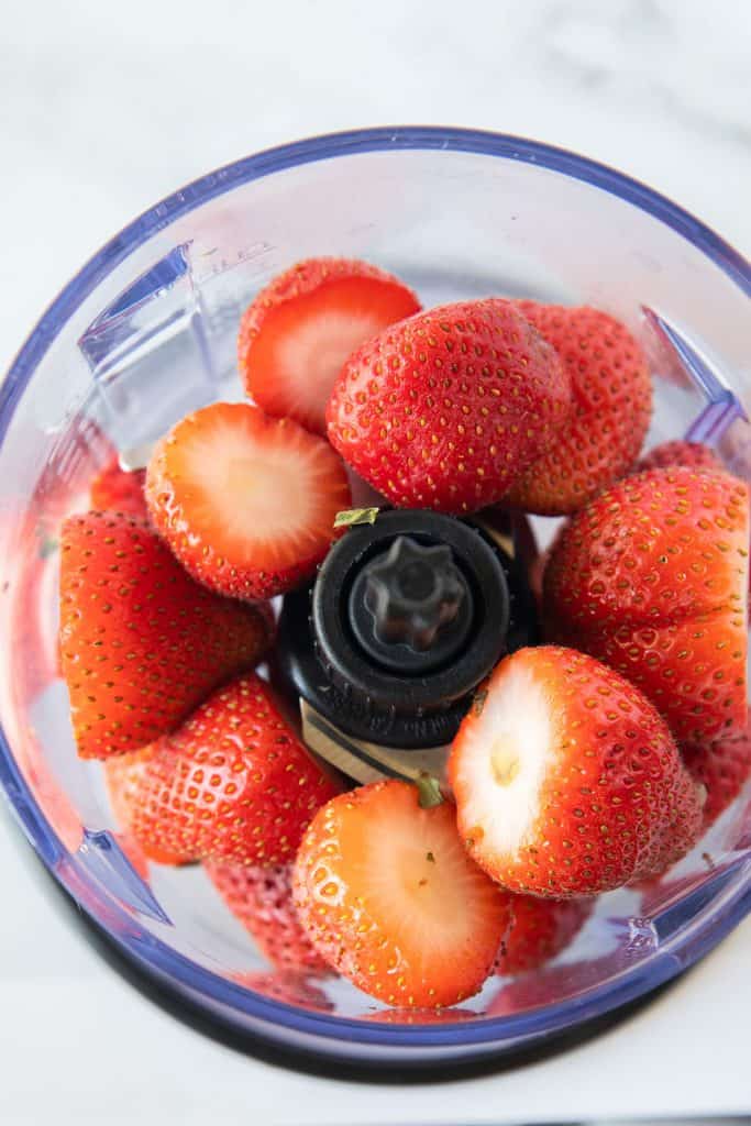 strawberries in a blender