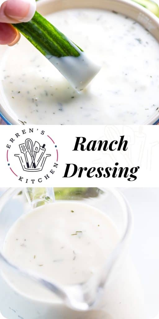 cucumber being dipped into ranch dressing