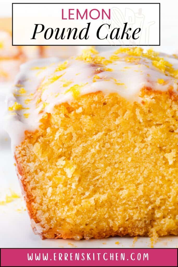 Lemon pound cake text overlay Erren's Kitchen.