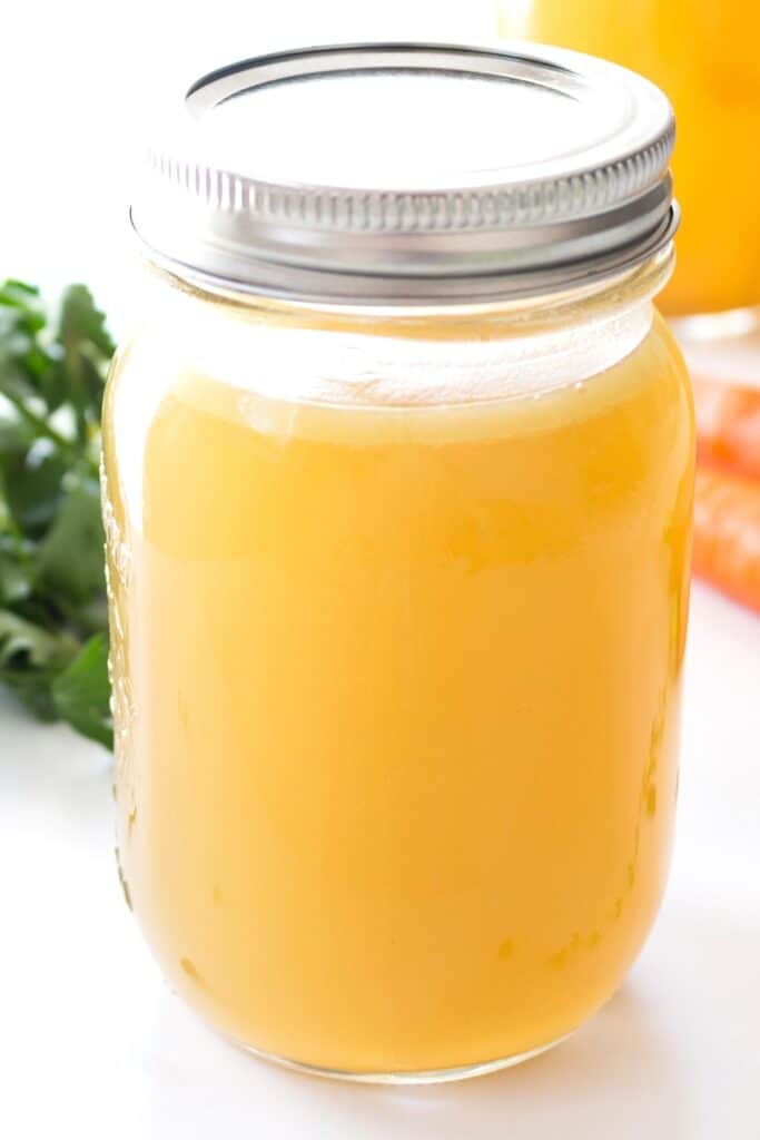 a jar of chicken stock