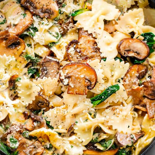 Creamy Parmesan Spinach Mushroom Pasta - Erren's Kitchen