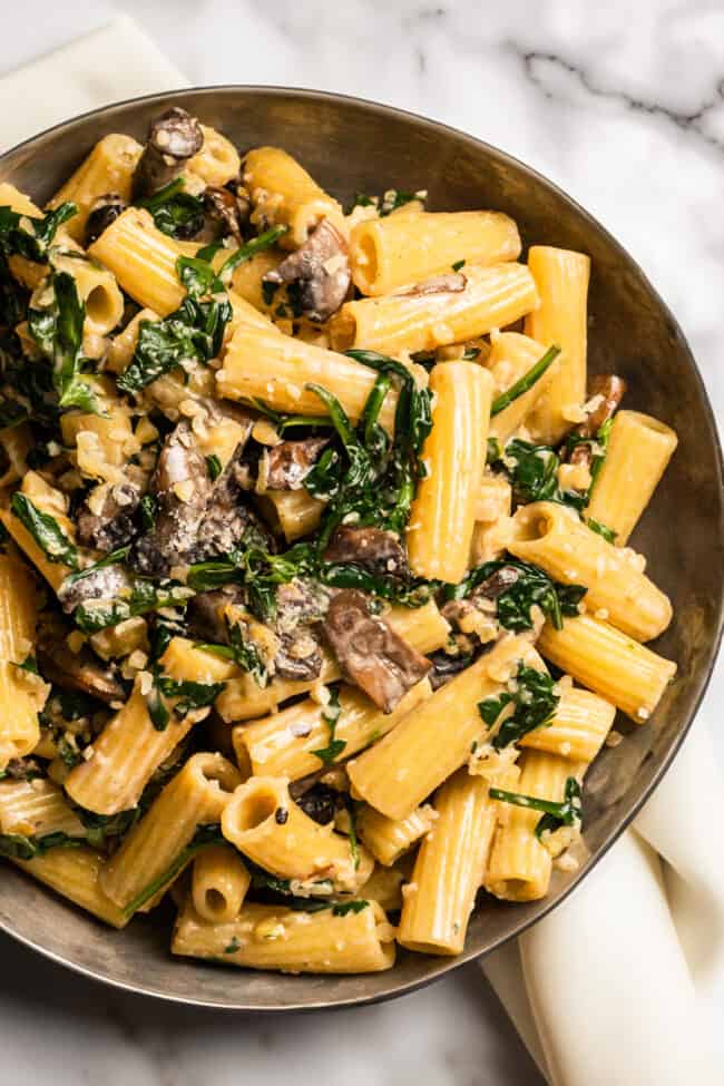 Creamy Parmesan Spinach Mushroom Pasta