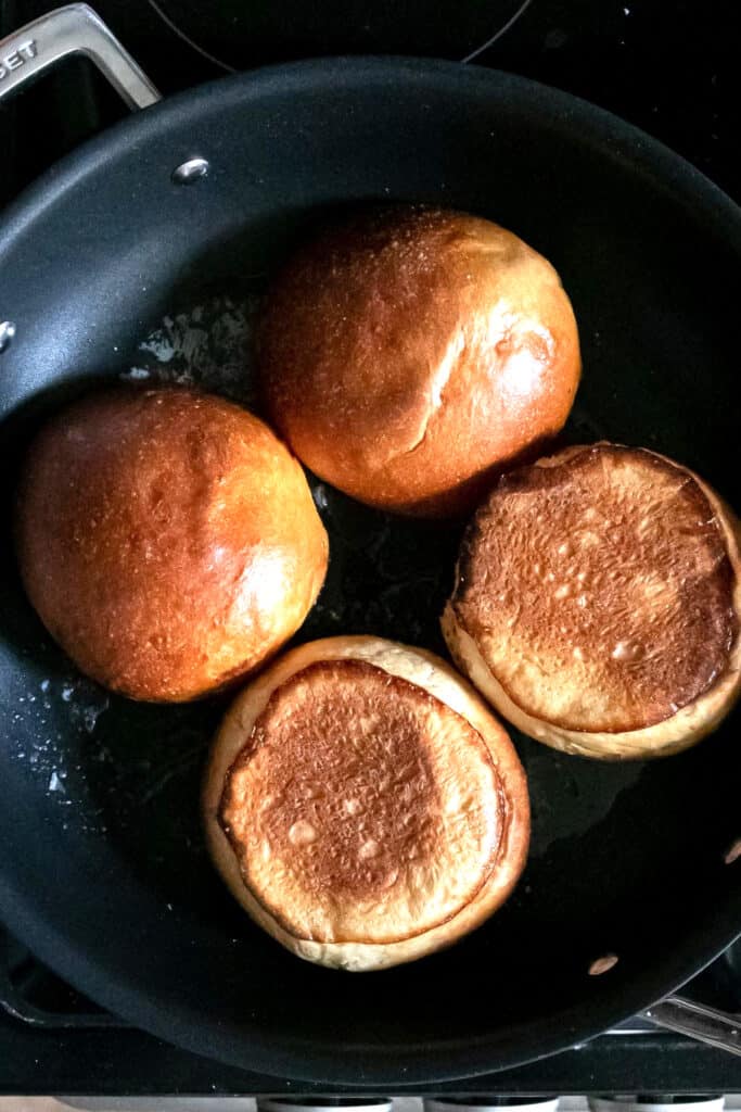 buns gace down in a frying pan