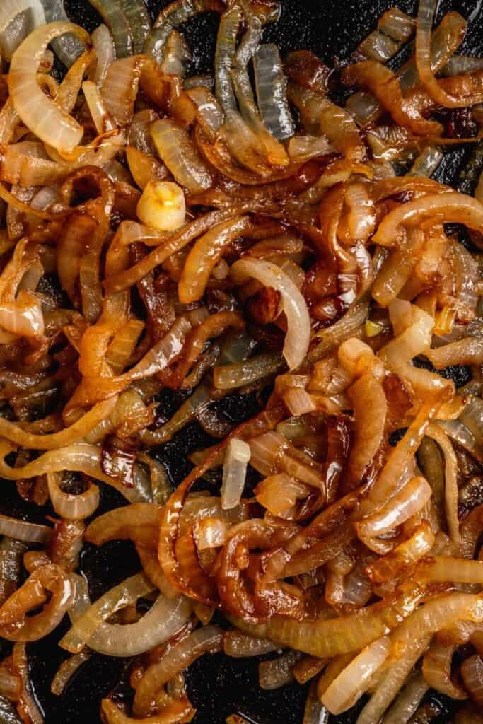 a pan of caramelized onions