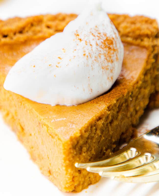 a slice of Pumpkin Pie with Graham Cracker Crust