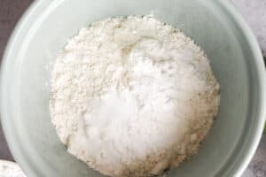 Dry ingredients in a mixing bowl.