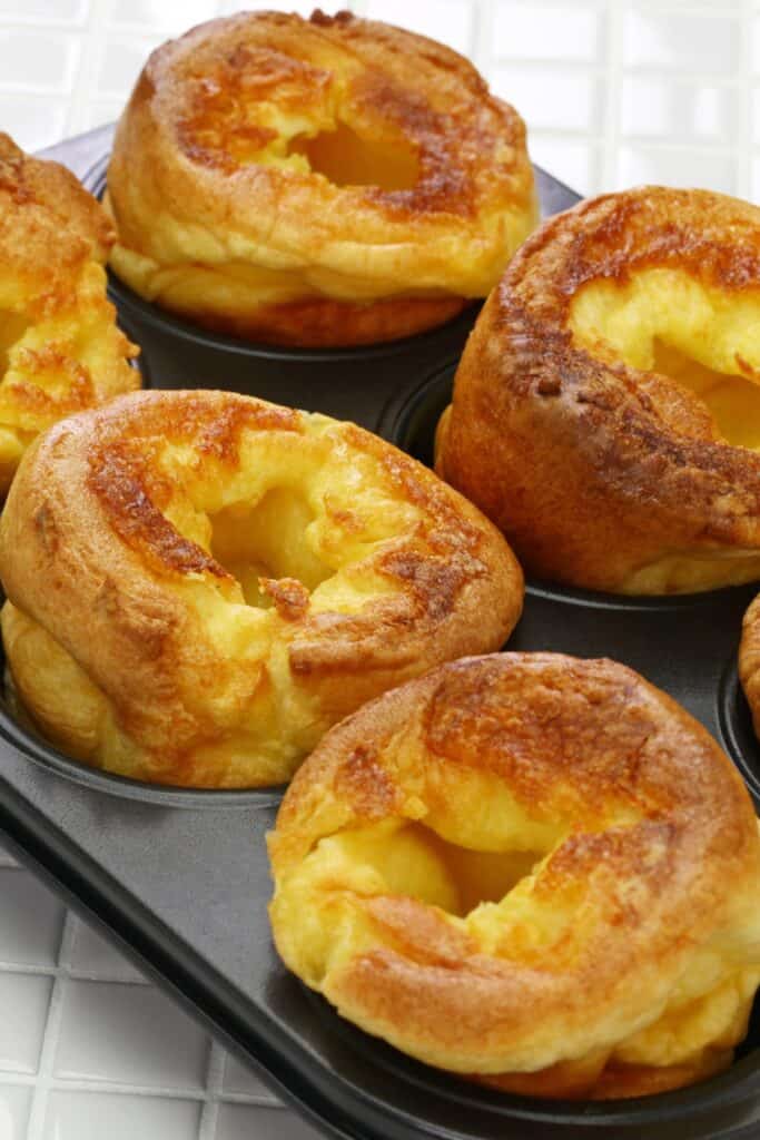 a pan of Yorkshire pudding fresh from the oven