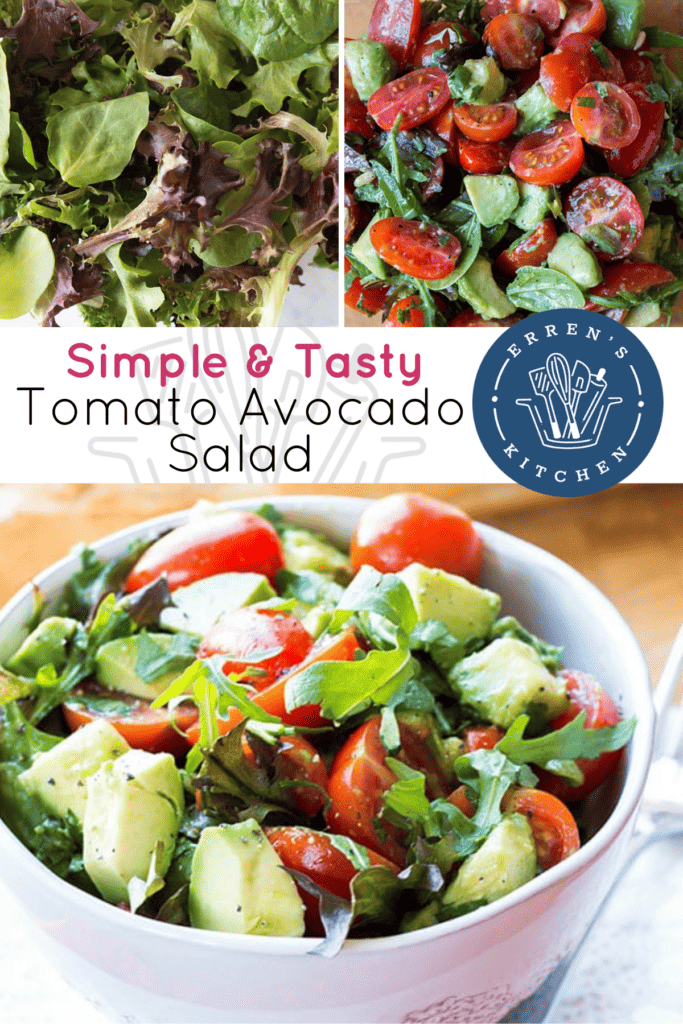 Images showing a delicious tomato avocado salad.