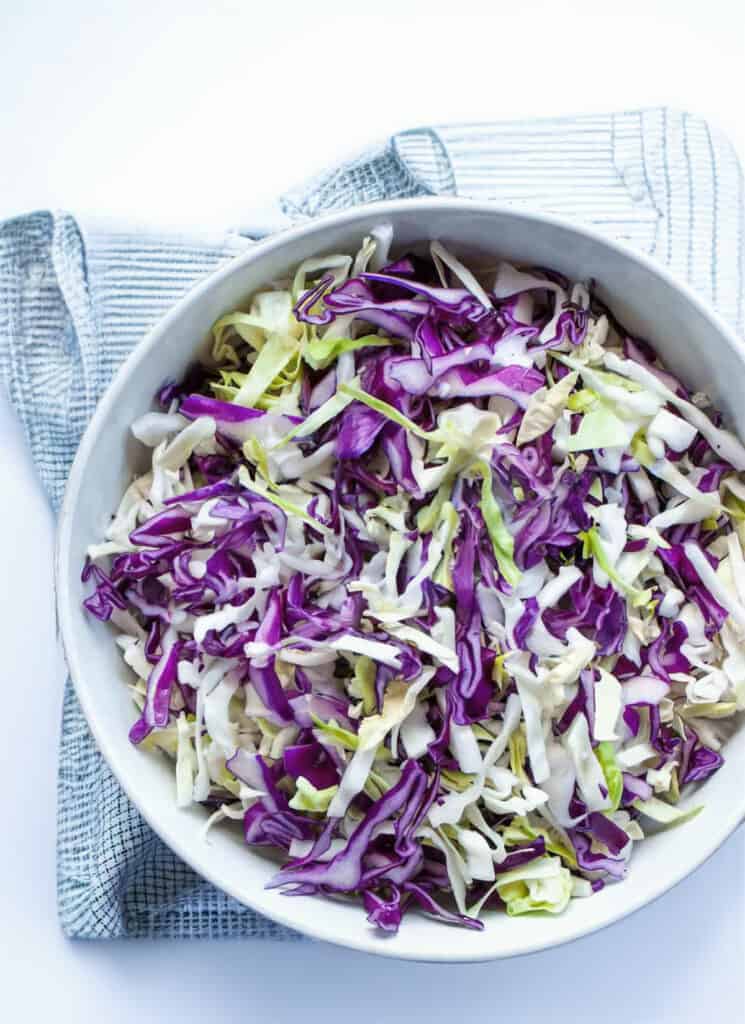 salted shredded cabbage in a bowl