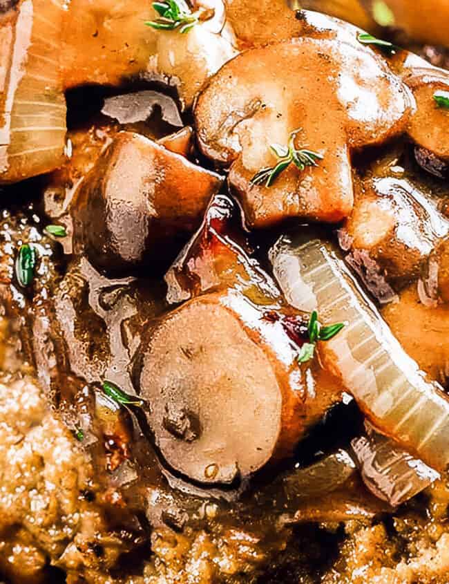 Salisbury steaks in a mushroom sauce.