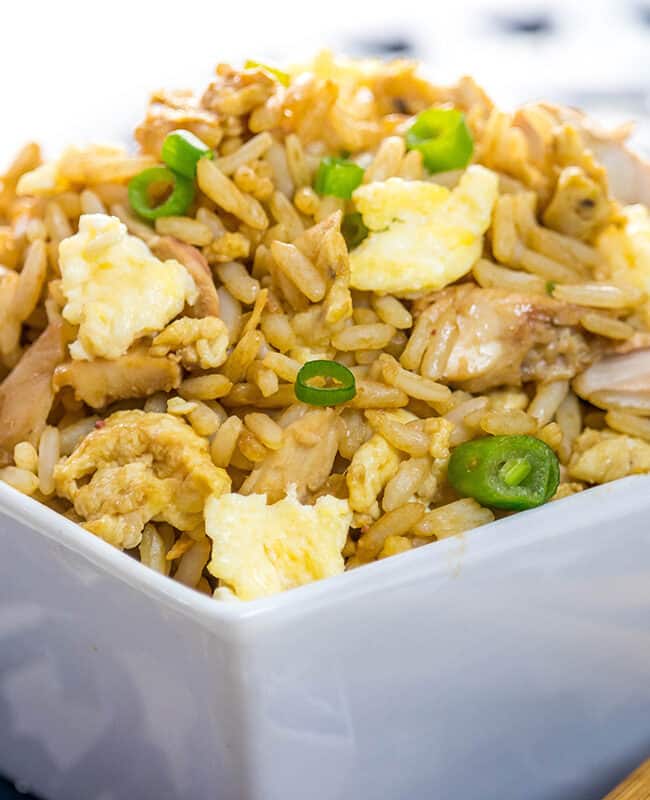 a close up of Best Ever Fried Rice in a white bowl