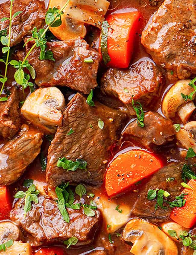 Overhead shot of Italian Beef Stew.