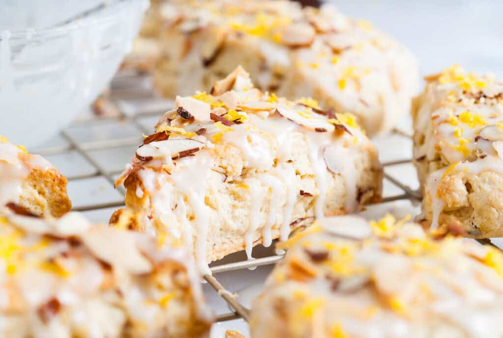 Lemon Almond Scones with Lemon Glaze