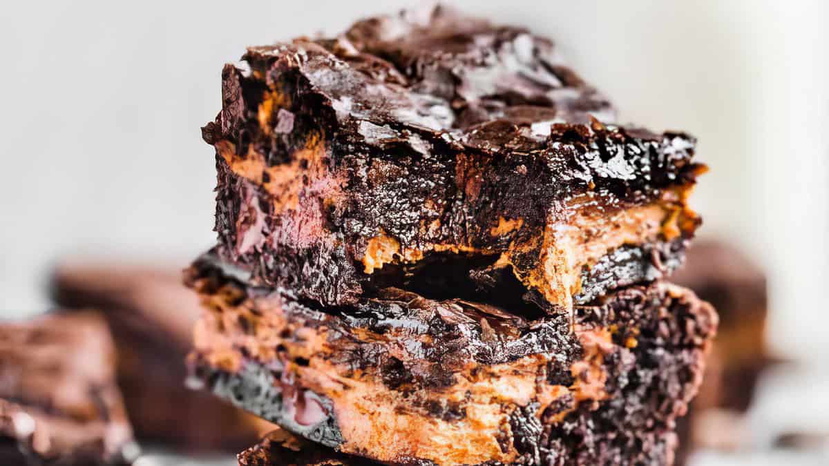 A beautifully presented photo of Pumpkin Brownies